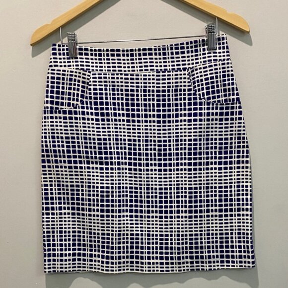 Aqua Navy and White Grid Pencil Skirt Size small - Picture 4 of 10